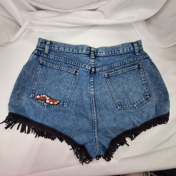 VTG Stefano Womens Size 20 Denim Fringe Shorts Repurposed Upcycled Daisy Dukes - Picture 4 of 8